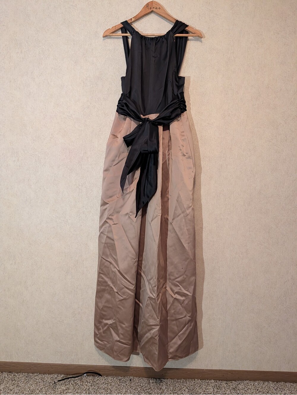 VERA WANG Bridesmaids black rose gold maxi dress sz 12